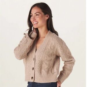 The Normal Brand Elsie Fisherman’s Women's Beige Cable Knit Cardigan Sweater